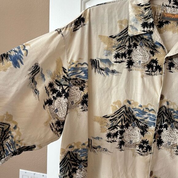 Bobby Chan Hawaiian 100 % Silk Tropical Shirt Mens XXL Mountains - Picture 2 of 8